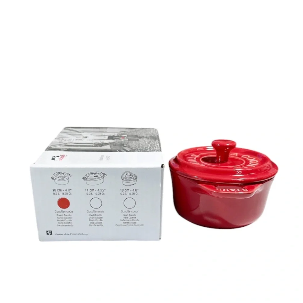 NEW Staub CHERRY (Red) MINI ROUND CERAMIC COCOTTE 10cm